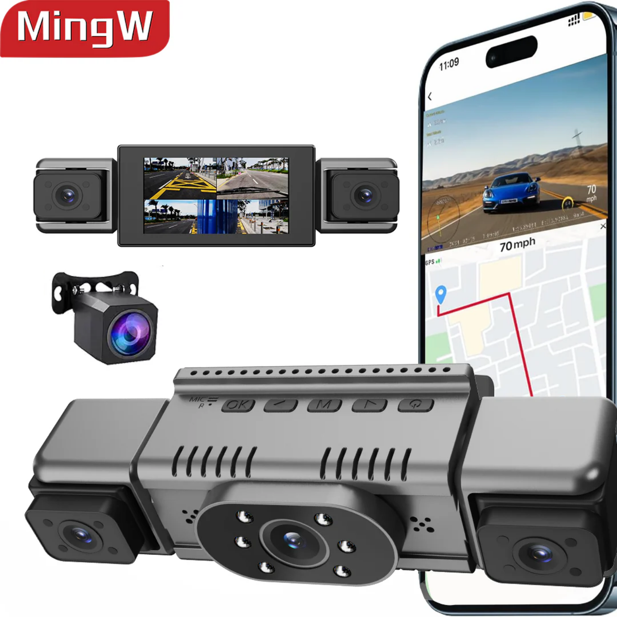 MingW S1000 Dash Cam – 2K WiFi Recording & 24H Security